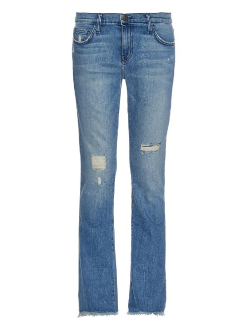 The Flip Flop Mid Rise Bootcut Jeans - style: bootcut; length: standard; pattern: plain; pocket detail: traditional 5 pocket; waist: mid/regular rise; predominant colour: denim; occasions: casual, creative work; fibres: cotton - stretch; jeans detail: whiskering, shading down centre of thigh, rips; texture group: denim; pattern type: fabric; season: s/s 2015