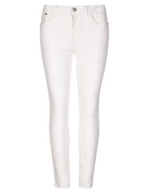 5 Pocket Roma Rise Super Skinny Jeans - length: standard; pattern: plain; style: jeggings; pocket detail: traditional 5 pocket; waist: mid/regular rise; predominant colour: white; occasions: casual, creative work; fibres: cotton - stretch; texture group: denim; pattern type: fabric; season: s/s 2015