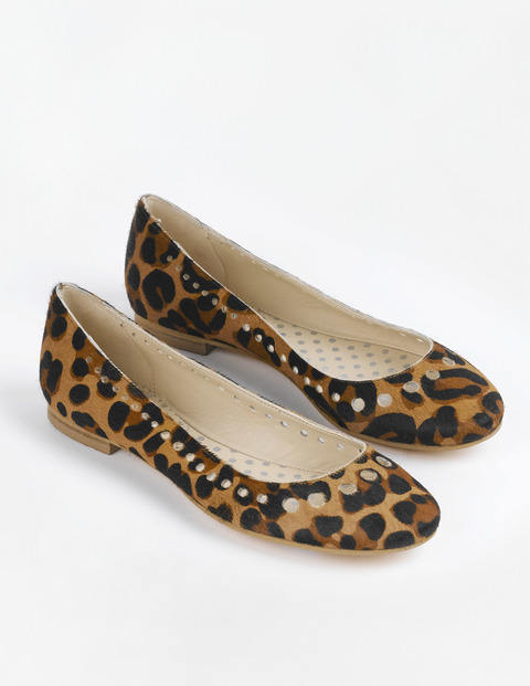 Ballerina Pumps, Tan Leopard Pony - predominant colour: camel; secondary colour: black; occasions: casual, creative work; heel height: flat; toe: round toe; style: ballerinas / pumps; finish: plain; pattern: animal print; material: pony skin; season: s/s 2015