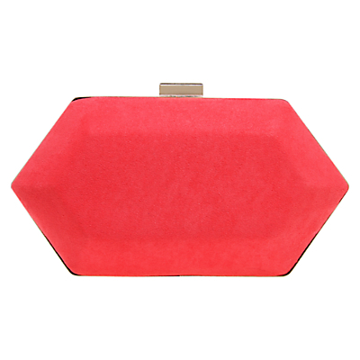 Jewel Box Clutch Bag, Pink - predominant colour: true red; occasions: evening, occasion; style: clutch; length: hand carry; size: small; material: faux leather; pattern: plain; finish: plain; embellishment: chain/metal; season: s/s 2015