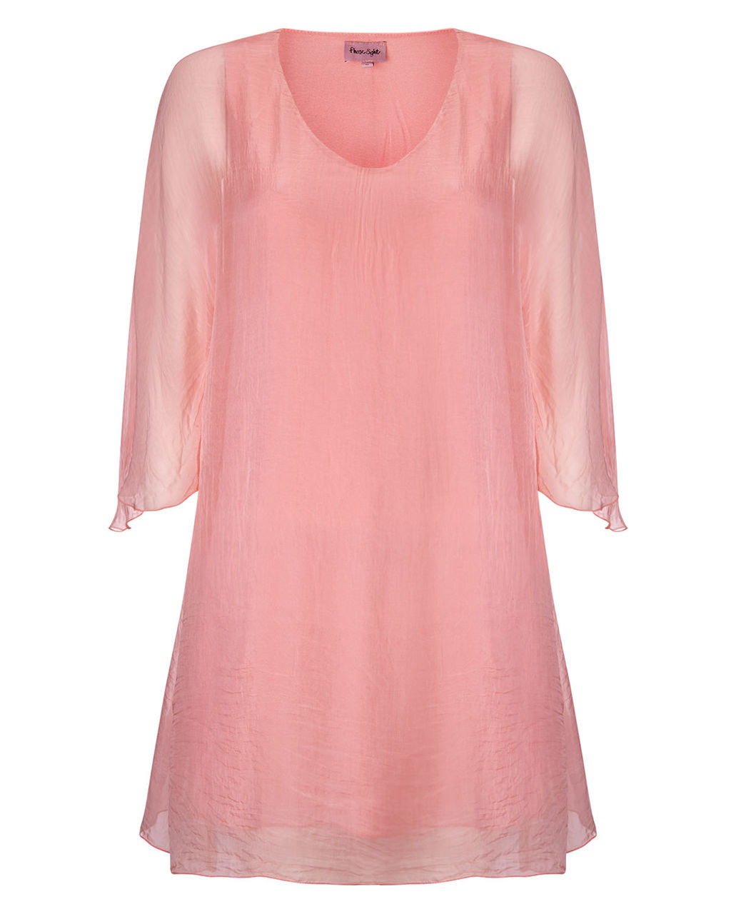 Rabia Silk Tunic - neckline: v-neck; pattern: plain; style: tunic; predominant colour: blush; occasions: casual, evening; fibres: silk - 100%; fit: loose; length: mid thigh; sleeve length: 3/4 length; sleeve style: standard; texture group: silky - light; pattern type: fabric; season: s/s 2015