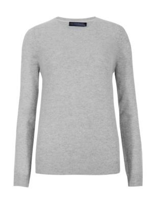 Pure Cashmere Jumper - pattern: plain; style: standard; predominant colour: light grey; occasions: casual; length: standard; fit: slim fit; neckline: crew; fibres: cashmere - 100%; sleeve length: long sleeve; sleeve style: standard; texture group: knits/crochet; pattern type: knitted - fine stitch; season: s/s 2015; trends: brilliant basics