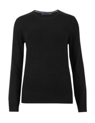 Pure Cashmere Jumper - pattern: plain; style: standard; predominant colour: black; occasions: casual, creative work; length: standard; fit: slim fit; neckline: crew; fibres: cashmere - 100%; sleeve length: long sleeve; sleeve style: standard; texture group: knits/crochet; pattern type: knitted - fine stitch; season: s/s 2015; trends: brilliant basics