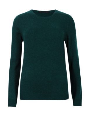 Pure Cashmere Jumper - pattern: plain; style: standard; predominant colour: dark green; occasions: casual, creative work; length: standard; fit: slim fit; neckline: crew; fibres: cashmere - 100%; sleeve length: long sleeve; sleeve style: standard; texture group: knits/crochet; pattern type: knitted - fine stitch; season: s/s 2015