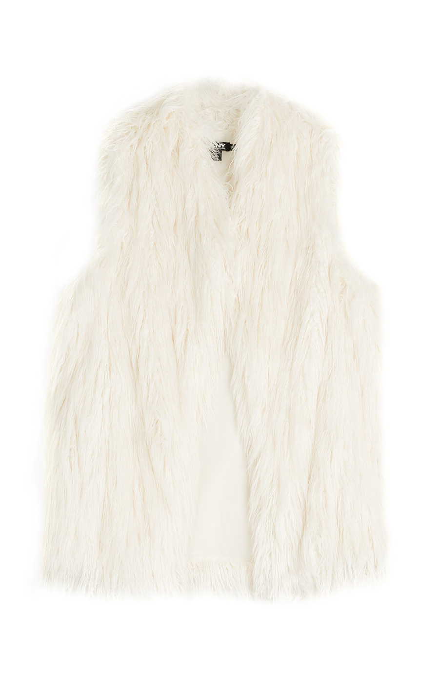 Faux Fur Vest White - pattern: plain; sleeve style: sleeveless; style: gilet; collar: round collar/collarless; predominant colour: ivory/cream; length: standard; fit: straight cut (boxy); fibres: acrylic - 100%; sleeve length: sleeveless; texture group: fur; collar break: medium; season: a/w 2015; trends: folky 70s, warm and fuzzy