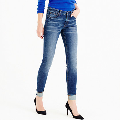 Petite Toothpick Jean In Hulton Wash - style: skinny leg; length: standard; pattern: plain; pocket detail: traditional 5 pocket; waist: mid/regular rise; predominant colour: denim; occasions: casual; fibres: cotton - stretch; jeans detail: whiskering, shading down centre of thigh; jeans & bottoms detail: turn ups; texture group: denim; pattern type: fabric; season: a/w 2015