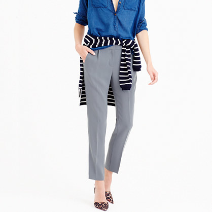 Pleated Crepe Trouser - pattern: plain; pocket detail: pockets at the sides; waist: mid/regular rise; predominant colour: light grey; occasions: work, creative work; length: ankle length; hip detail: front pleats at hip level; texture group: crepes; fit: straight leg; style: standard; season: a/w 2015