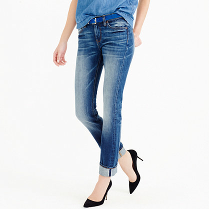 Tall Matchstick Japanese Selvedge Jean In Emerson Wash - style: skinny leg; length: standard; pattern: plain; pocket detail: traditional 5 pocket; waist: mid/regular rise; predominant colour: denim; occasions: casual; fibres: cotton - stretch; jeans detail: whiskering, shading down centre of thigh; texture group: denim; pattern type: fabric; season: a/w 2015