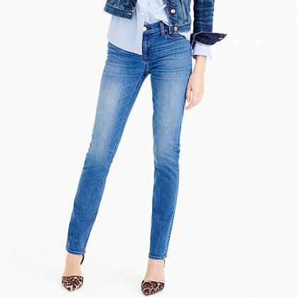 Petite Matchstick Jean In Preston Wash - style: skinny leg; length: standard; pattern: plain; waist: high rise; pocket detail: traditional 5 pocket; predominant colour: denim; occasions: casual; fibres: cotton - stretch; jeans detail: shading down centre of thigh; texture group: denim; pattern type: fabric; season: a/w 2015