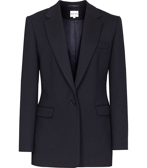 Apache Tailored Jacket - pattern: plain; style: single breasted blazer; length: below the bottom; collar: standard lapel/rever collar; predominant colour: navy; occasions: work; fit: tailored/fitted; sleeve length: long sleeve; sleeve style: standard; collar break: low/open; pattern type: fabric; texture group: other - light to midweight; season: a/w 2015