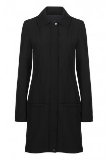 Tall Bonded City Coat At - pattern: plain; style: single breasted; length: mid thigh; predominant colour: black; occasions: work; fit: tailored/fitted; fibres: polyester/polyamide - stretch; collar: shirt collar/peter pan/zip with opening; sleeve length: long sleeve; sleeve style: standard; collar break: high; pattern type: fabric; texture group: woven bulky/heavy; season: a/w 2015