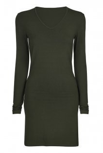 Tall Long Sleeve V Neck Tunic At - neckline: v-neck; pattern: plain; style: tunic; hip detail: fitted at hip; predominant colour: dark green; occasions: casual; fibres: cotton - stretch; fit: body skimming; length: mid thigh; sleeve length: long sleeve; sleeve style: standard; texture group: jersey - clingy; pattern type: fabric; season: a/w 2015