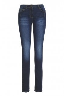 Tall Straight Cut Jeans At - style: straight leg; length: standard; pattern: plain; waist: high rise; pocket detail: traditional 5 pocket; predominant colour: navy; occasions: casual; fibres: cotton - stretch; jeans detail: whiskering, shading down centre of thigh, dark wash; texture group: denim; pattern type: fabric; season: a/w 2015