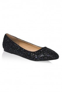Tall Daisy Ballerina At - predominant colour: black; occasions: casual, evening; material: fabric; heel height: flat; embellishment: sequins; toe: pointed toe; style: ballerinas / pumps; finish: metallic; pattern: plain; season: a/w 2015