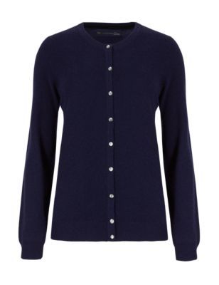 Pure Cashmere Button Through Cardigan - neckline: round neck; pattern: plain; predominant colour: black; occasions: casual, work, creative work; length: standard; style: standard; fit: slim fit; fibres: cashmere - 100%; sleeve length: long sleeve; sleeve style: standard; texture group: knits/crochet; pattern type: knitted - fine stitch; pattern size: standard; season: s/s 2015