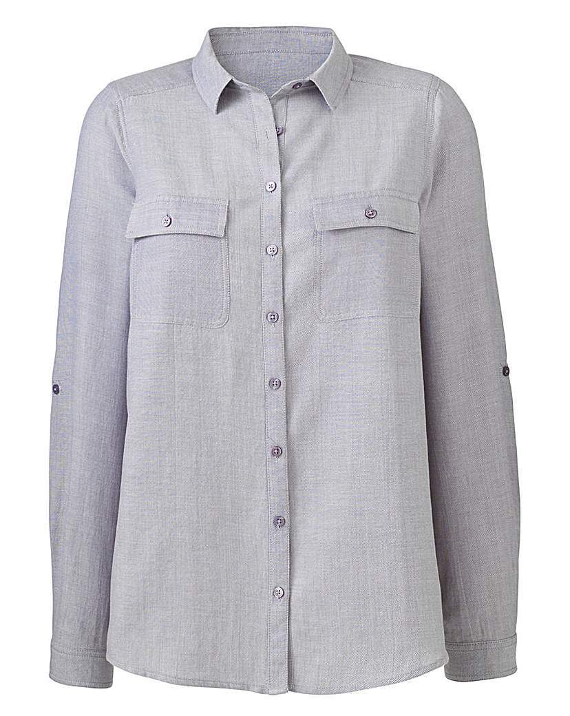 Chambray Shirt Blouse - neckline: shirt collar/peter pan/zip with opening; pattern: plain; style: shirt; bust detail: pocket detail at bust; predominant colour: light grey; occasions: casual, creative work; length: standard; fibres: cotton - 100%; fit: straight cut; sleeve length: long sleeve; sleeve style: standard; pattern type: fabric; texture group: woven light midweight; season: a/w 2015