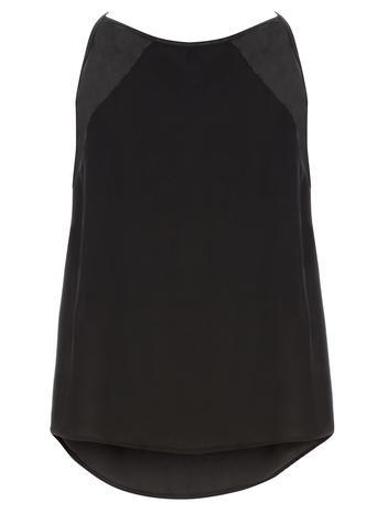 Womens **Izabel London Black Top Black - neckline: round neck; pattern: plain; sleeve style: sleeveless; predominant colour: black; occasions: casual, creative work; length: standard; style: top; fit: straight cut; sleeve length: sleeveless; texture group: crepes; pattern type: fabric; season: a/w 2015