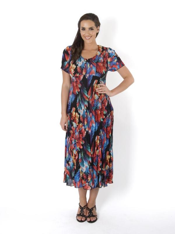 Black & Red Abstract Leaf Crush Pleat Dress - neckline: v-neck; style: maxi dress; length: ankle length; predominant colour: true red; secondary colour: diva blue; fit: fitted at waist & bust; fibres: polyester/polyamide - 100%; occasions: occasion; sleeve length: short sleeve; sleeve style: standard; pattern type: fabric; pattern size: standard; pattern: florals; texture group: other - light to midweight; multicoloured: multicoloured; season: a/w 2015