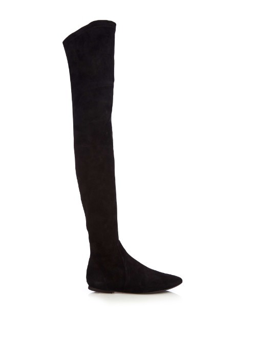 Étoile Brenna Stretch Suede Knee Boots - predominant colour: black; occasions: casual, creative work; material: suede; heel height: flat; heel: standard; toe: round toe; boot length: over the knee; style: standard; finish: plain; pattern: plain; season: a/w 2015; trends: over the knee boots