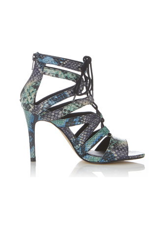 Womens Shelby Ghillie Tie Sandal, Assorted - secondary colour: royal blue; predominant colour: turquoise; occasions: evening; material: faux leather; heel height: high; ankle detail: ankle strap; heel: stiletto; toe: open toe/peeptoe; style: strappy; finish: plain; pattern: animal print; multicoloured: multicoloured; season: a/w 2015