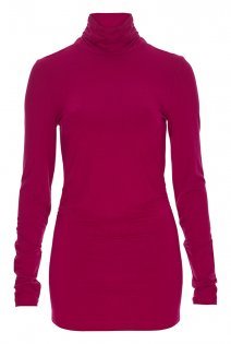 Tall Roll Neck Jersey Top At - pattern: plain; length: below the bottom; neckline: roll neck; occasions: casual, creative work; style: top; fibres: viscose/rayon - stretch; fit: body skimming; sleeve length: long sleeve; sleeve style: standard; pattern type: fabric; texture group: jersey - stretchy/drapey; predominant colour: raspberry; season: a/w 2015