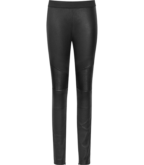 Felice Leather Biker Leggings - length: standard; pattern: plain; style: leggings; waist: mid/regular rise; predominant colour: black; occasions: evening; fibres: leather - 100%; texture group: leather; fit: skinny/tight leg; pattern type: fabric; season: a/w 2015