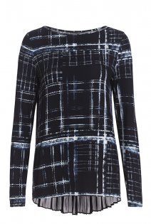 Tall Chalky Check Print Top At - neckline: round neck; pattern: checked/gingham; predominant colour: black; occasions: casual, work, creative work; length: standard; style: top; fibres: silk - mix; fit: body skimming; back detail: longer hem at back than at front; sleeve length: long sleeve; sleeve style: standard; texture group: sheer fabrics/chiffon/organza etc.; pattern type: fabric; pattern size: big & busy (top); multicoloured: multicoloured; season: a/w 2015