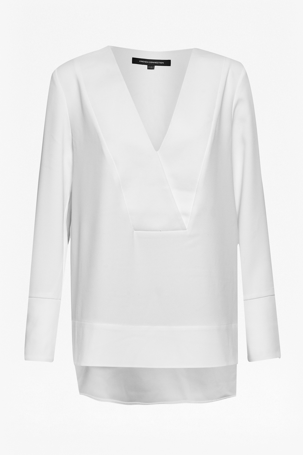 Arrow Crepe Oversized Blouse Black - neckline: low v-neck; pattern: plain; length: below the bottom; style: tunic; predominant colour: white; occasions: casual, creative work; fit: straight cut; sleeve length: long sleeve; sleeve style: standard; pattern type: fabric; texture group: other - light to midweight; season: a/w 2015