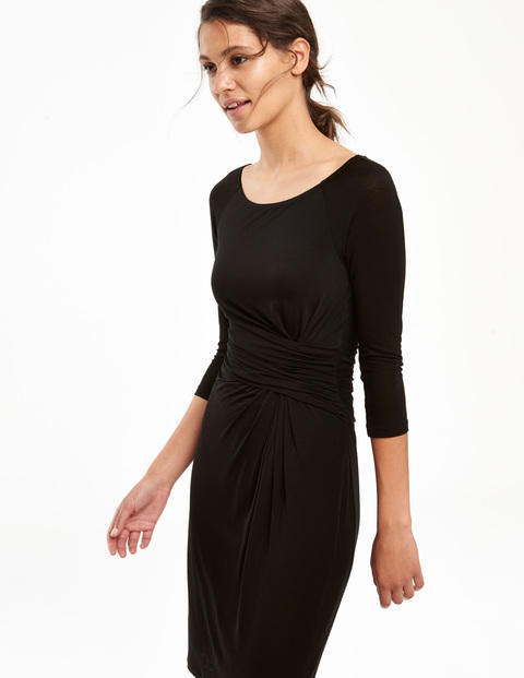 Harper Dress Black Women, Black - style: shift; neckline: round neck; pattern: plain; predominant colour: black; occasions: evening; length: just above the knee; fit: body skimming; fibres: viscose/rayon - 100%; sleeve length: 3/4 length; sleeve style: standard; pattern type: fabric; texture group: jersey - stretchy/drapey; season: a/w 2015