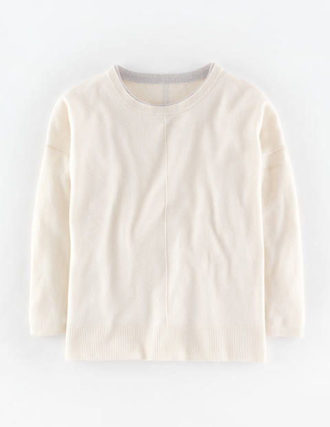 Slouchy Cashmere Jumper Ivory/Silver Melange Women, Ivory/Silver Melange - pattern: plain; style: standard; predominant colour: ivory/cream; occasions: casual, creative work; length: standard; fit: standard fit; neckline: crew; fibres: cashmere - 100%; sleeve length: 3/4 length; sleeve style: standard; texture group: knits/crochet; pattern type: knitted - fine stitch; season: a/w 2015