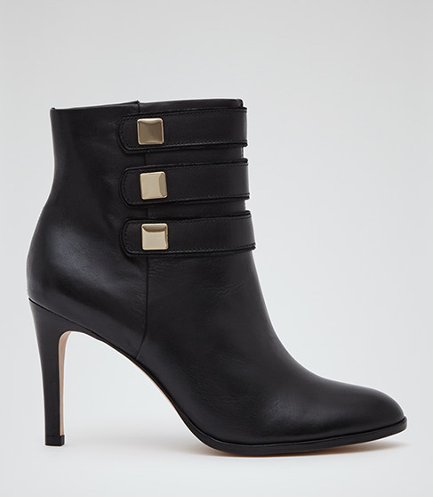Lerici Round Toe Ankle Boots - predominant colour: black; occasions: evening; material: leather; heel height: high; heel: stiletto; toe: pointed toe; boot length: ankle boot; style: standard; finish: plain; pattern: plain; season: a/w 2015