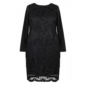 Embroidered Lace Dress - style: shift; fit: tailored/fitted; predominant colour: black; occasions: evening, occasion; length: just above the knee; fibres: silk - mix; neckline: crew; sleeve length: long sleeve; sleeve style: standard; texture group: lace; pattern type: fabric; pattern size: standard; pattern: patterned/print; season: a/w 2015; wardrobe: event