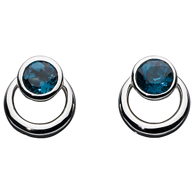 Sterling Silver Simmer Loop Blue Topaz Earrings, Silver - secondary colour: teal; predominant colour: silver; occasions: evening, occasion, creative work; style: stud; length: short; size: small/fine; material: chain/metal; fastening: pierced; finish: metallic; embellishment: jewels/stone; season: a/w 2015; wardrobe: basic