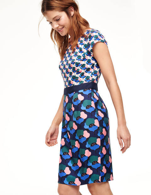 Kensington Dress Navy Women, Navy - style: shift; fit: tailored/fitted; secondary colour: blush; predominant colour: navy; occasions: evening; length: just above the knee; neckline: crew; sleeve length: short sleeve; sleeve style: standard; texture group: crepes; pattern type: fabric; pattern: florals; fibres: viscose/rayon - mix; multicoloured: multicoloured; season: a/w 2015
