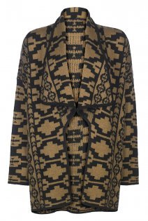 Tall Blanket Wrap Cardigan At - neckline: waterfall neck; style: open front; predominant colour: camel; secondary colour: taupe; occasions: casual; fibres: wool - mix; fit: loose; length: mid thigh; sleeve length: long sleeve; sleeve style: standard; texture group: knits/crochet; pattern type: knitted - other; pattern: patterned/print; pattern size: big & busy (top); season: a/w 2015