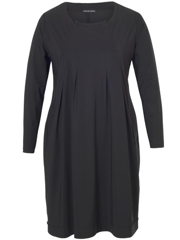 Black Jersey Tuck Tunic - neckline: round neck; pattern: plain; style: tunic; predominant colour: black; occasions: casual; fibres: polyester/polyamide - stretch; fit: loose; length: mid thigh; sleeve length: long sleeve; sleeve style: standard; pattern type: fabric; texture group: jersey - stretchy/drapey; season: a/w 2015