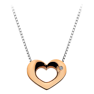 Open Heart Sterling Silver Diamond Pendant Necklace - predominant colour: silver; secondary colour: gold; style: pendant; length: mid; size: standard; material: chain/metal; finish: metallic; embellishment: chain/metal; occasions: creative work; season: a/w 2015
