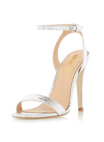 Womens **Head Over Heels 'madam' High Heel Strappy Sandals Silver - predominant colour: silver; occasions: evening, occasion; material: faux leather; ankle detail: ankle strap; heel: stiletto; toe: open toe/peeptoe; style: strappy; finish: metallic; pattern: plain; heel height: very high; season: a/w 2015