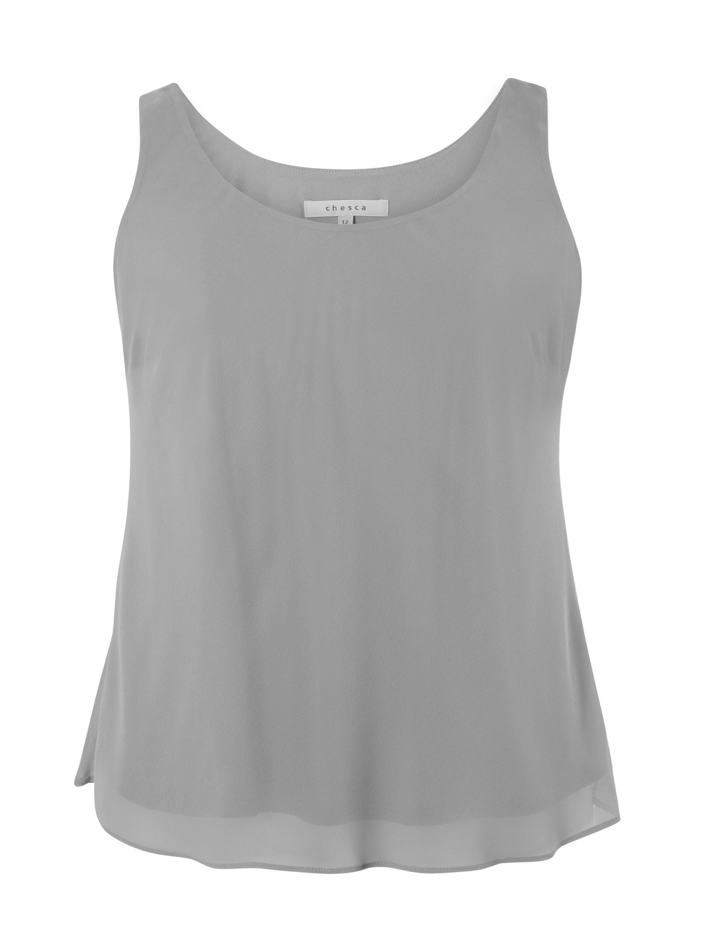 Pale Grey Jersey Lined Chiffon Camisole - sleeve style: standard vest straps/shoulder straps; pattern: plain; style: vest top; predominant colour: mid grey; occasions: casual; length: standard; neckline: scoop; fibres: polyester/polyamide - 100%; fit: body skimming; sleeve length: sleeveless; texture group: sheer fabrics/chiffon/organza etc.; pattern type: fabric; season: a/w 2015