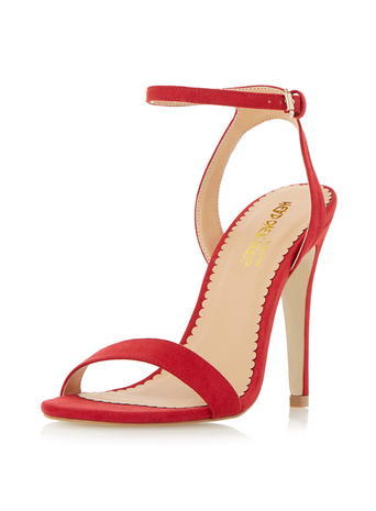 Womens **Head Over Heels 'madam' High Heel Strappy Sandals Red - predominant colour: true red; occasions: evening, occasion; material: suede; ankle detail: ankle strap; heel: stiletto; toe: open toe/peeptoe; style: strappy; finish: plain; pattern: plain; heel height: very high; season: a/w 2015