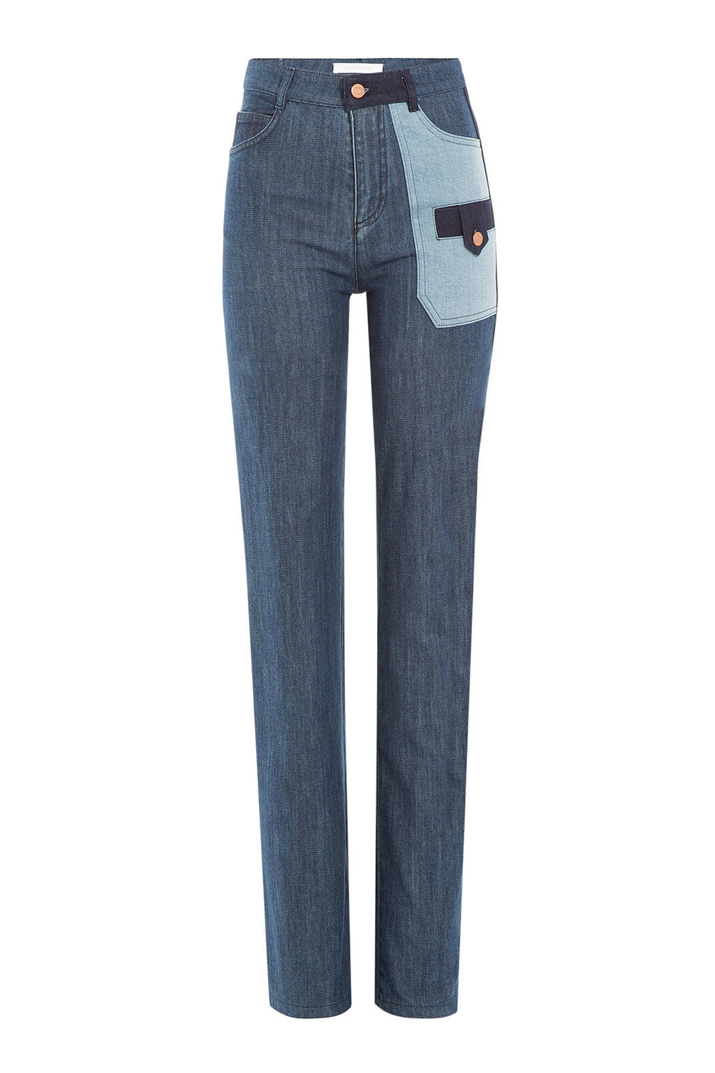 Flared Jeans Blue - style: flares; length: standard; waist: high rise; pocket detail: traditional 5 pocket; predominant colour: denim; occasions: casual; fibres: cotton - stretch; texture group: denim; pattern type: fabric; pattern: colourblock; season: a/w 2015