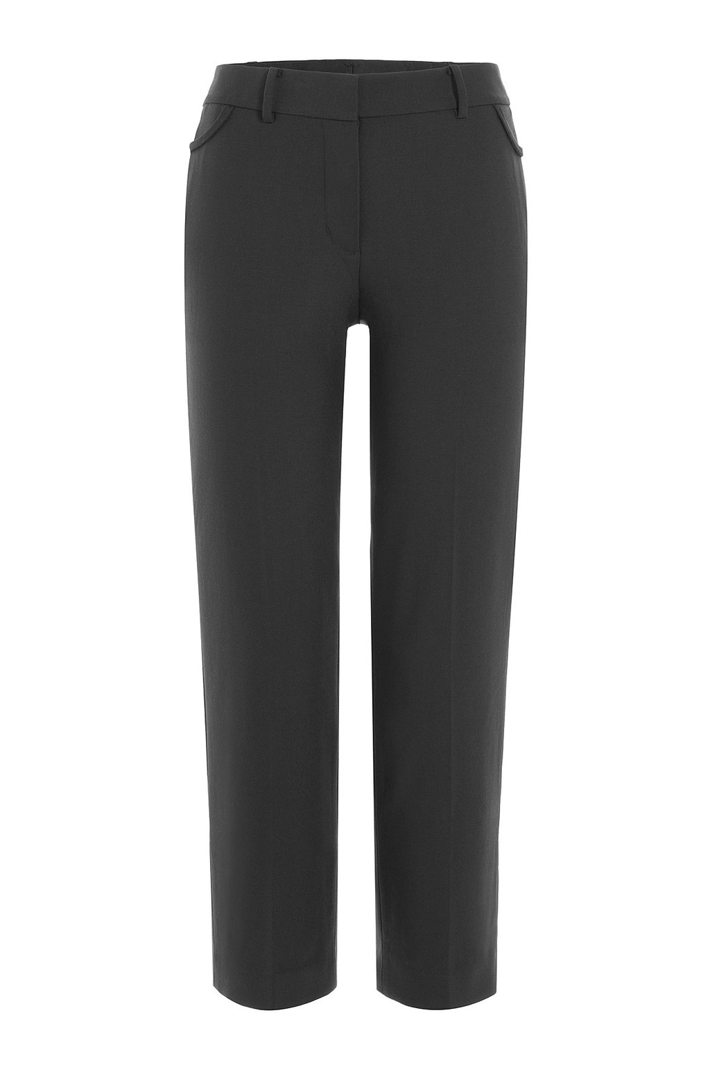 Cropped Cotton Pants Black - pattern: plain; pocket detail: pockets at the sides; waist: mid/regular rise; predominant colour: charcoal; occasions: casual, evening, creative work; length: ankle length; fibres: cotton - stretch; hip detail: fitted at hip (bottoms); fit: straight leg; pattern type: fabric; texture group: woven light midweight; style: standard; season: a/w 2015