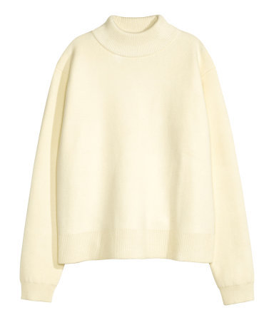 Jumper In A Wool Blend - pattern: plain; neckline: high neck; style: standard; predominant colour: ivory/cream; occasions: casual, creative work; length: standard; fibres: wool - mix; fit: loose; sleeve length: long sleeve; sleeve style: standard; texture group: knits/crochet; pattern type: fabric; season: a/w 2015; wardrobe: basic