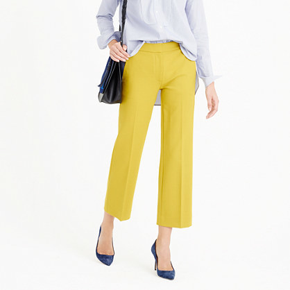 Patio Pant In Bi Stretch Wool - pattern: plain; style: capri; waist: mid/regular rise; predominant colour: yellow; occasions: casual, creative work; length: calf length; fibres: wool - mix; fit: straight leg; pattern type: fabric; texture group: other - light to midweight; season: a/w 2015