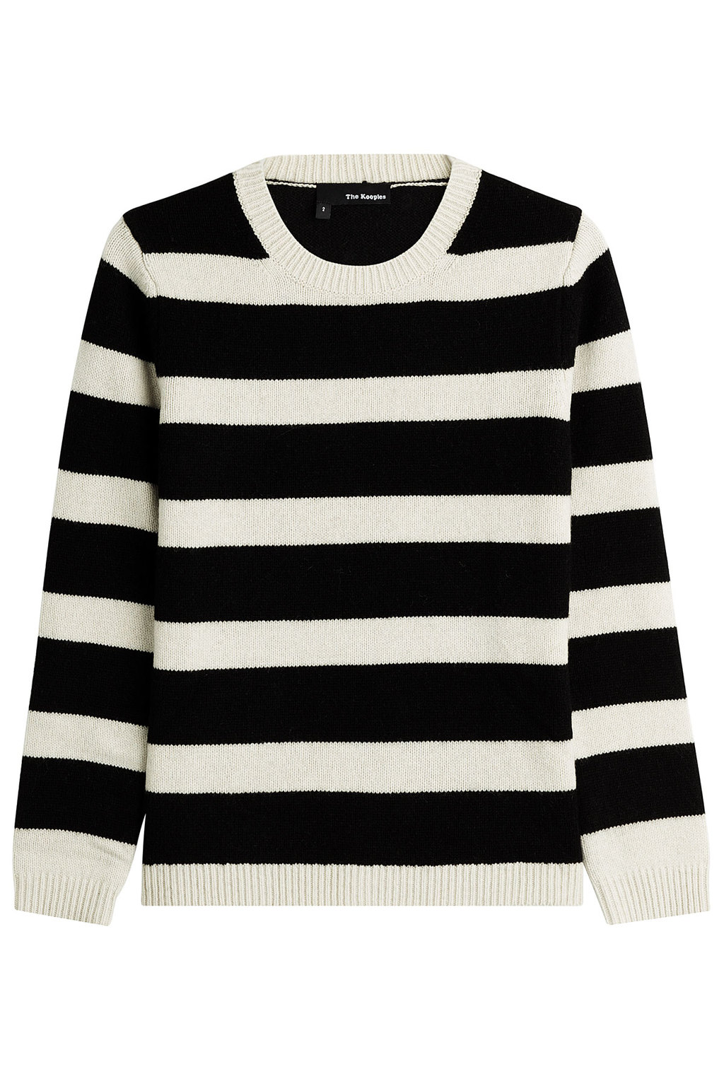 Wool Blend Striped Pullover Stripes - pattern: horizontal stripes; style: standard; secondary colour: white; predominant colour: black; occasions: casual, creative work; length: standard; fibres: wool - mix; fit: standard fit; neckline: crew; sleeve length: long sleeve; sleeve style: standard; texture group: knits/crochet; pattern type: knitted - fine stitch; pattern size: standard; season: a/w 2015