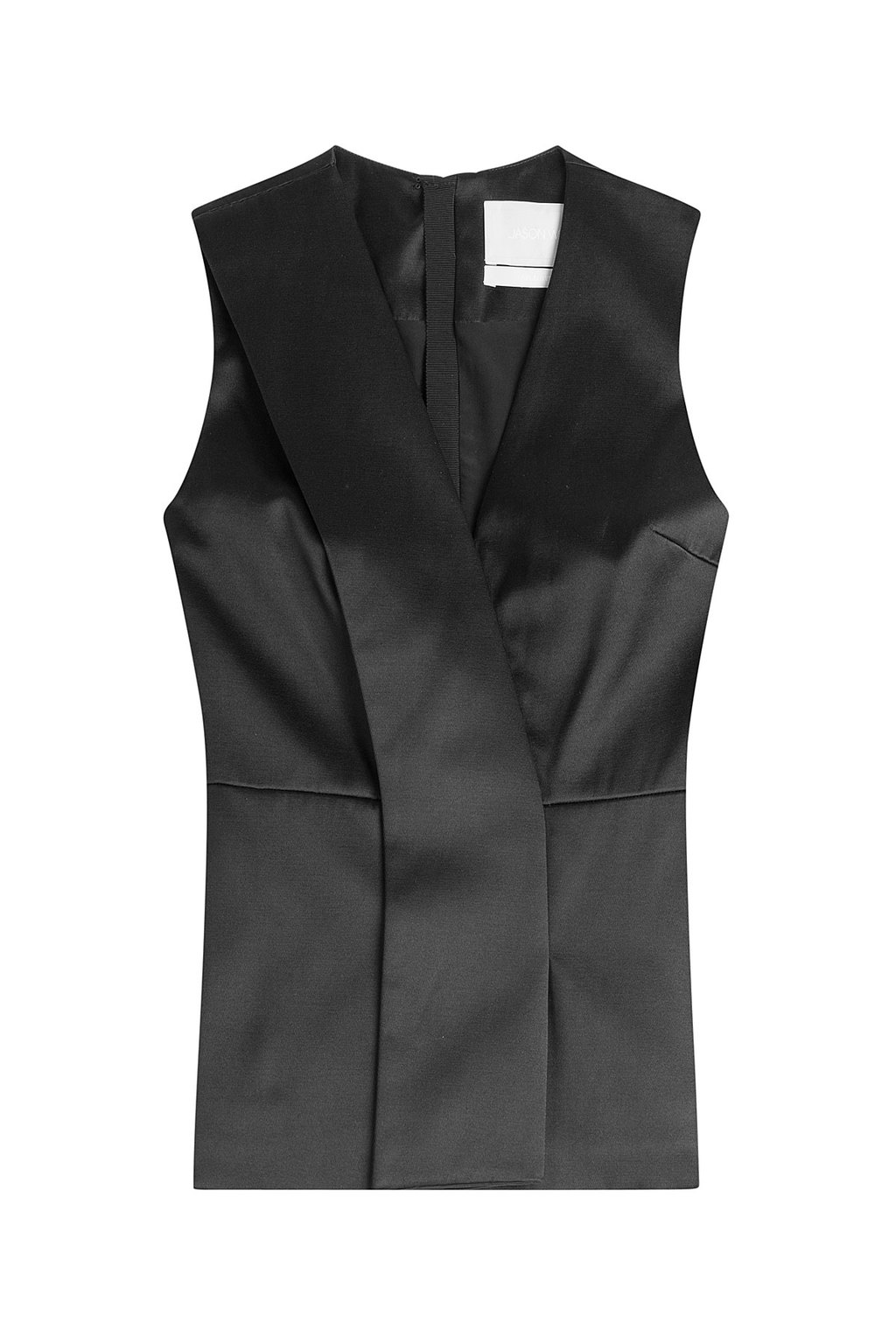 Silk Cotton Top Black - neckline: v-neck; pattern: plain; sleeve style: sleeveless; style: wrap/faux wrap; predominant colour: black; occasions: evening; length: standard; fibres: silk - mix; fit: tailored/fitted; sleeve length: sleeveless; texture group: structured shiny - satin/tafetta/silk etc.; pattern type: fabric; season: a/w 2015