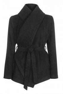 Tall Wrap Belted Coat At - pattern: plain; length: below the bottom; style: wrap around; predominant colour: black; occasions: casual, creative work; fit: tailored/fitted; fibres: wool - mix; collar: shirt collar/peter pan/zip with opening; sleeve length: long sleeve; sleeve style: standard; collar break: high; pattern type: fabric; texture group: woven bulky/heavy; season: a/w 2015