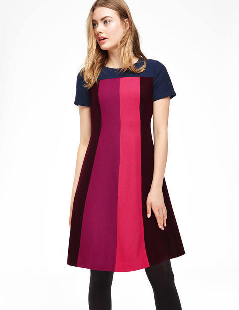 Panel Patsy Dress Navy/Dark Burgundy/Damson Women, Navy/Dark Burgundy/Damson - style: shift; secondary colour: hot pink; predominant colour: navy; occasions: casual, creative work; length: just above the knee; fit: soft a-line; fibres: wool - mix; neckline: crew; sleeve length: short sleeve; sleeve style: standard; pattern type: fabric; pattern size: standard; pattern: colourblock; texture group: woven light midweight; season: a/w 2015