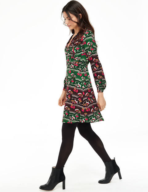 Boho Tie Neck Dress Pale Brick & Amaranth Deco Women, Pale Brick & Amaranth Deco - style: shift; secondary colour: aubergine; predominant colour: emerald green; occasions: casual, creative work; length: just above the knee; fit: body skimming; neckline: peep hole neckline; fibres: viscose/rayon - 100%; sleeve length: long sleeve; sleeve style: standard; pattern type: fabric; pattern size: standard; pattern: patterned/print; texture group: woven light midweight; multicoloured: multicoloured; season: a/w 2015