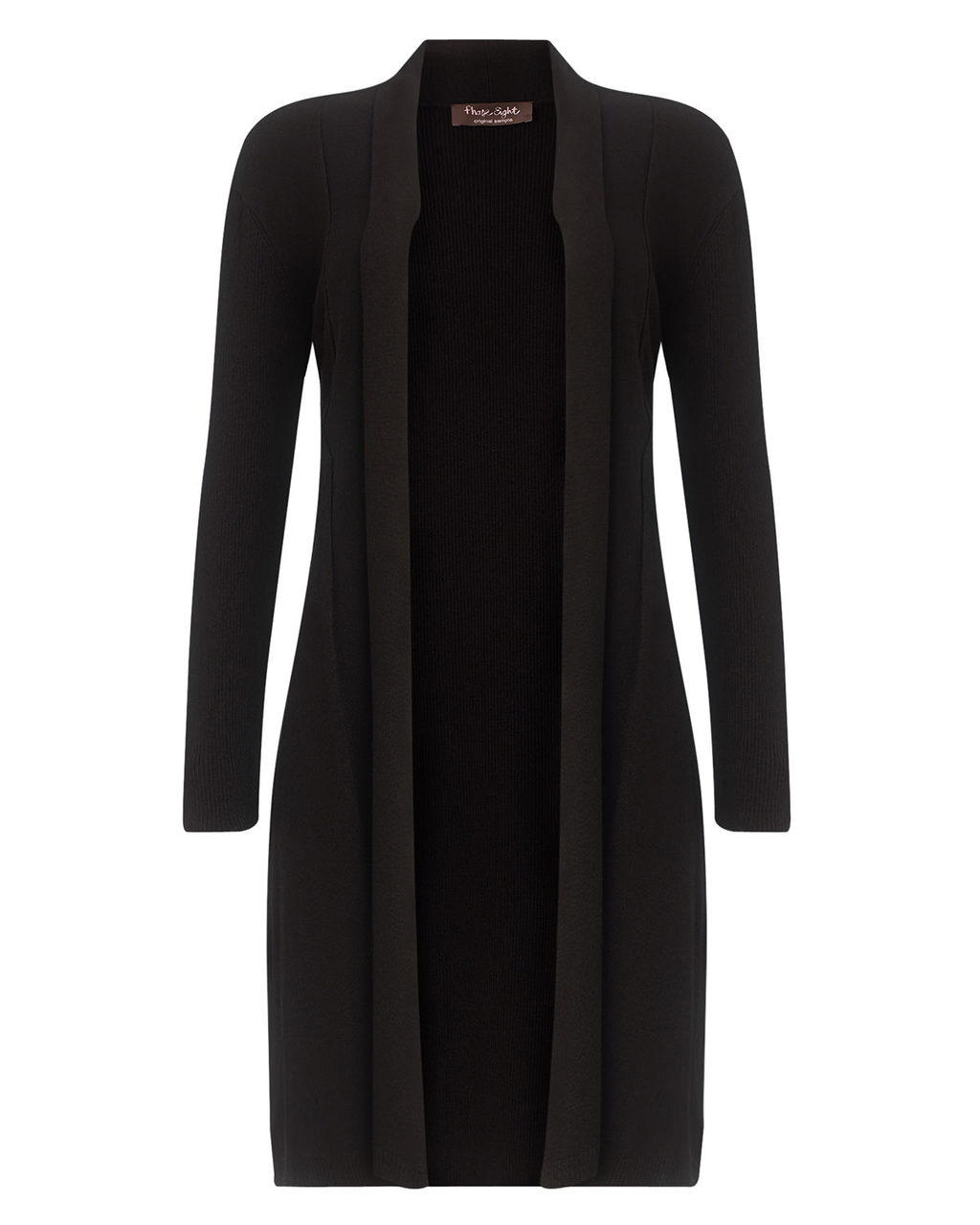 Lili Longline Cardi - pattern: plain; neckline: collarless open; style: open front; length: on the knee; predominant colour: black; occasions: casual, creative work; fit: loose; sleeve length: long sleeve; sleeve style: standard; texture group: knits/crochet; pattern type: knitted - fine stitch; season: a/w 2015